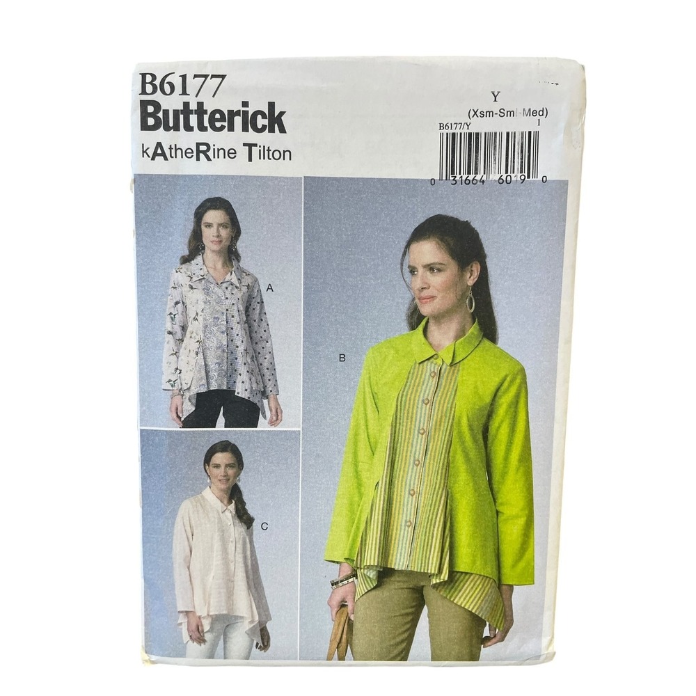 Butterick B6177 Katherine Tilton Misses Shirt XS-S-M Modern Pattern
